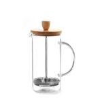 600 ML Borosilicate Glass French Press Coffee Plunger Custom Wooden Lid Travel and Camping Classic Glass Tea Maker Stainless Steel Filter - Image 2