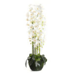 115 CM Artificial Phalaenopsis Orchid Plant With Natural Base for Home Decor Wedding Event Party Restaurant Indoor and Outdoor