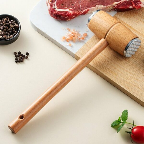25 CM Wooden Meat Pestle Double Sided Pestle Suitable for Steak Chicken Beef Comfort Grip and Easy to Use