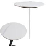 56 CM Pillar Side Table with Marble Top Coffee Table for Living Room Guest Room Bedroom - Image 4