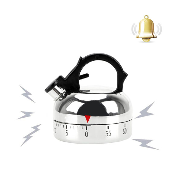 Mechanical Kettle Shaped Timer 60 Minutes Kitchen Alarm Clock for Cooking