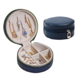 10 CM Round Mini Travel Jewelry Storage Box with Zipper Portable Waterproof Organizer for Rings Earrings Necklaces and Bracelets