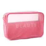 22 CM Cosmetic and Toiletry Organizer Beauty Bag with Zipper Portable Travel Storage Mesh Bag for Makeup and Accessories Travel Camping Business Trips and Beach