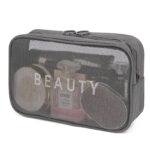 22 CM Cosmetic and Toiletry Organizer Beauty Bag with Zipper Portable Travel Storage Mesh Bag for Makeup and Accessories Travel Camping Business Trips and Beach