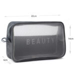 22 CM Cosmetic and Toiletry Organizer Beauty Bag with Zipper Portable Travel Storage Mesh Bag for Makeup and Accessories Travel Camping Business Trips and Beach - Image 3