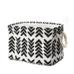 33 CM Fabric Storage Basket with Rope Handles Decorative Foldable Rectangular Organizer for Clothes Laundry and Nursery