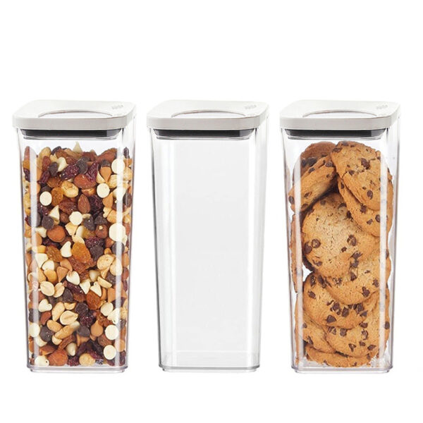 1.7 L, Set of 3 Acrylic Food Storage Containers with Airtight Lids, Kitchen and Pantry Organization for Dry Food, cereal, Lentil, Sugar