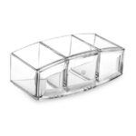 18 CM Clear Acrylic Multipurpose Makeup Organizer Storage Box with 3 Divided Compact Compartments Vanity and Cosmetic Organizer 1 Piece - Image 2