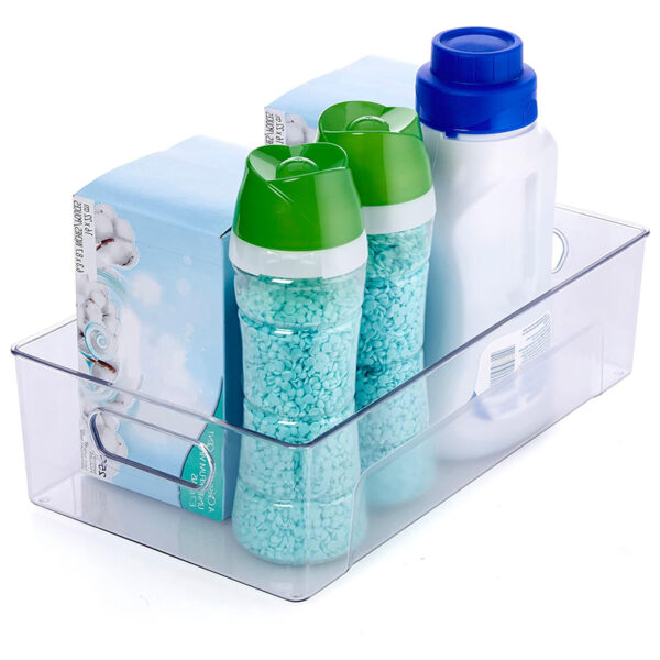 27 CM, Clear Acrylic Storage and Organizing Bin with Handles, Unbreakable Bin for Food Storage, Pantry, Refrigerator, Countertop