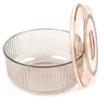3 L Acrylic Storage Ribbed Bowl with Airtight Lid Round Serving Bowls for Fruit Dessert and Appetizers 1 Piece - Image 4