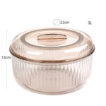 3 L Acrylic Storage Ribbed Bowl with Airtight Lid Round Serving Bowls for Fruit Dessert and Appetizers 1 Piece - Image 3