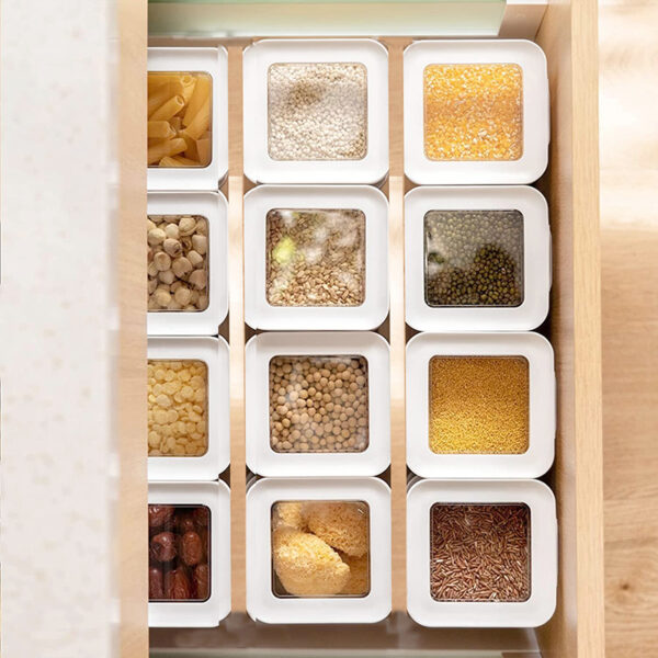 350 ML Set of 3 Acrylic Square Food Storage Box with Airtight Lids Kitchen and Pantry Organization for Dry Fruits Nuts and Candies