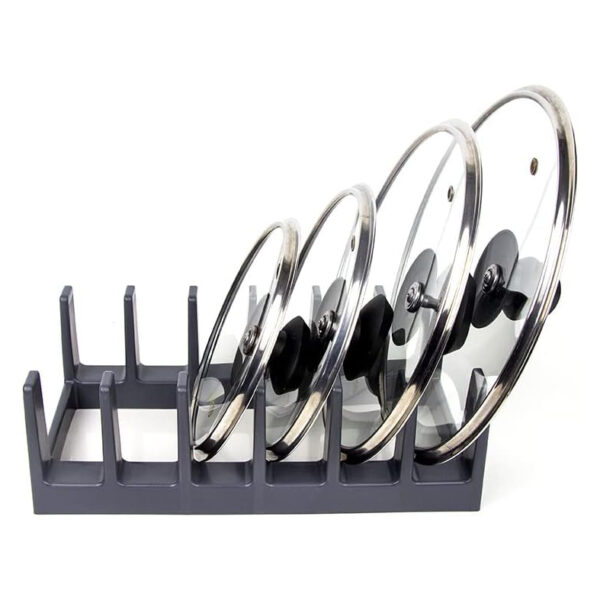 6-Compartment Multipurpose Pot Lid Holder, Space Saving and Organizer Kitchen Utensil Rack