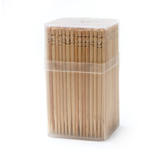 350 Pieces, Bamboo Wooden Toothpicks Pack, Round Toothpicks in Clear Plastic Storage Box for Teeth Cleaning, Appetizer, Fruit