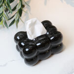 20 CM Ceramic Tissue Box Holder Modern Creative Bubble Shaped Tissue Box for Living Room Bedroom and Table Decoration 1 Piece Black