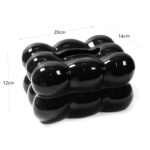 20 CM Ceramic Tissue Box Holder Modern Creative Bubble Shaped Tissue Box for Living Room Bedroom and Table Decoration 1 Piece Black - Image 3
