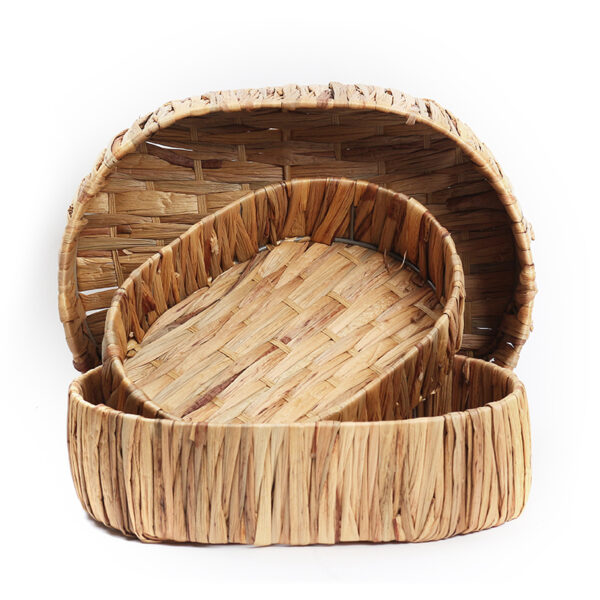 Set of 3 Multipurpose Handmade Wicker Oval Storage and Organizing Baskets for Living Room Bathroom Kitchen and Under Shelf