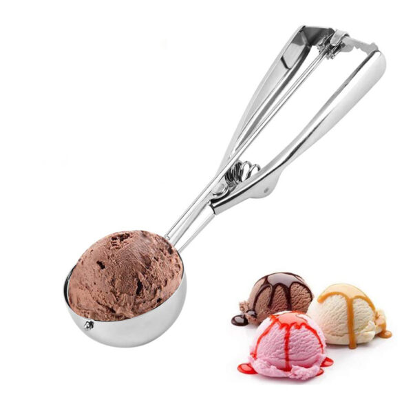 23 CM Stainless Steel Ice Cream Scoop with Trigger for Sundaes Cookies and Chocolate Balls Mirror Polished and Dishwasher Safe Silver