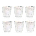 230 ML Set of 6 Glacier Pattern Glass Cup Frosted Clear Texture Drinking Cups for Water Whiskey Soda Juices and Cold Beverage Dishwasher Safe