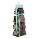 8 Pocket Foldable Bag Organizer with Hanger Large Clear Handbag Storage Organizer for Wardrobe and Closet