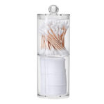 20 CM Clear Acrylic Double Stackable Cotton Pads Organizer with Lid Two Box Round Storage for Cotton Swabs and Makeup Remover Pads - Image 2
