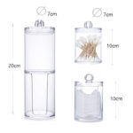 20 CM Clear Acrylic Double Stackable Cotton Pads Organizer with Lid Two Box Round Storage for Cotton Swabs and Makeup Remover Pads - Image 3