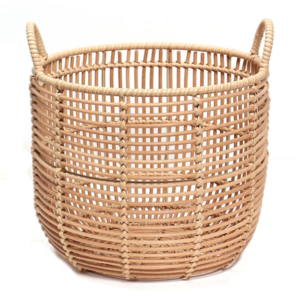 37 CM Multipurpose Handmade Wicker Rattan Round Storage Basket with Handles Organizer Baskets for Living Room Bedroom Nursery and Laundry