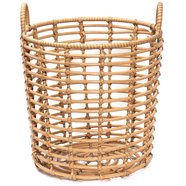 42 CM Multipurpose Handmade Wicker Rattan Round Storage Basket with Handles Organizer Baskets for Living Room Bedroom Nursery and Laundry