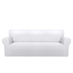 4 Seater Stretch L Shape Sofa Slipcover with Elastic Bottom Anti Slip Couch Sofa Cover Fitted Furniture Protector White