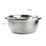 30 CM Stainless Steel Rice Sieve Strainer Basket for Straining Draining and Rinsing Vegetables Fruits and Pasta Silver - Image 3