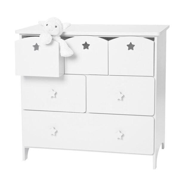 90 CM Wooden Dresser Chest of Drawers Freestanding Storage Commode with 6 Drawers for Bedroom Nursery White