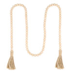 140 CM Wooden Beads String Garland with Cord Tassel Wall and Shelf Decorations for Home Living Room Bedroom Office