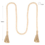 140 CM Wooden Beads String Garland with Cord Tassel Wall and Shelf Decorations for Home Living Room Bedroom Office - Image 3
