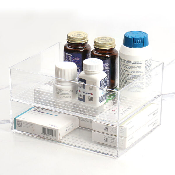 22 CM Clear Acrylic Rectangular Stackable Storage Box Multipurpose Organizer Box for Cosmetics Jewelry Office Accessories