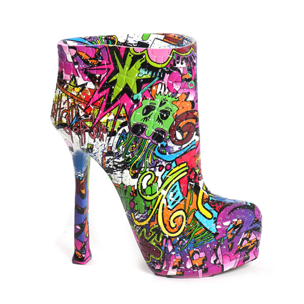 27 CM Resin Colorful Graffiti High Heel Shoe Sculpture Figurines Display Art Statue Decoration for Home Office Store