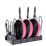 8 Tier Iron Pot and Pan Organizer Rack With 3 DIY Methods Adjustable Organizer for Pots Pans and Lids Storage Racks for kitchen Cabinet Counter Black - Image 5