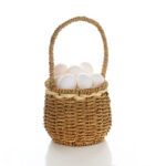 35 CM Handmade Round Wicker Rattan Flowers Basket with Handle and Text Design "Flowers" Multipurpose Baskets for Flowers Eggs Gifts Home Decor - Image 4