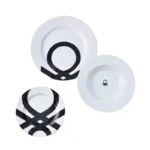 Benetton Set 18pc Dinnerware Porcelain B&W Be