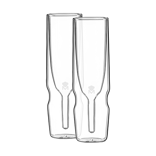 MasterPro Set 2pc Flute Glass 190ml Borosilicate Barware Mixology