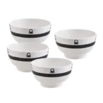 Benetton Set 4pc Bowls 650ML New Bone China Black & White Be