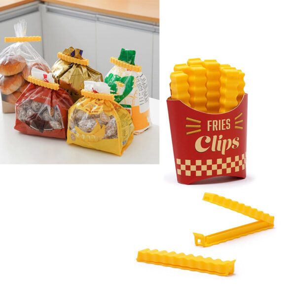 12 Pieces Bag Clips Fries Shape in Magnetic Box Food Sealing Bag Clips Plastic Clamp for All Food Cat and Dog Food Storage and Organization