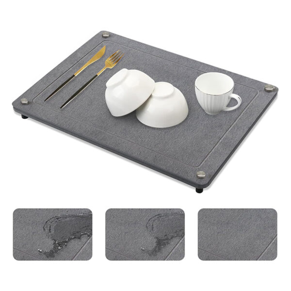 Stone Dish Drying Mat Non Slip Stainless Steel Screws Fast Drying Water Absorbent Diatomite Stone Mat Versatile Stone Drying Mats for Kitchen