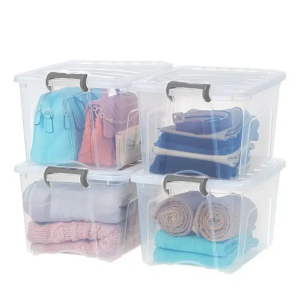 80 L Clear Plastic Storage Box With Lid and Wheels Stackable Storage and Organizer Container for Home Kitchen and Office