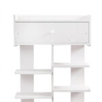 120 CM Waterproof Storage and Organizer Bookcase with Top Drawer Freestanding Shoe Shelves for Entrance Hallway and Bedroom White - Image 2