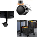 4 Tier Metal Round Kitchen Storage Baskets with Wheels with Brake Fruit and Vegetable Basket Rotating Organizer Rack for Kitchen and Bathroom Black - Image 5