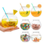 10 CM Transparent Bowl Glass Vase Round Planter Terrarium Floral Flower Vase and Tealight Candles Fish Bowl for Wedding Event and Home Decor 1 Piece