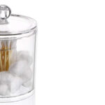 12 CM Clear Acrylic Cotton Ball and Swab Organizer with Lid Makeup Organizer Storage Canister for Cotton Round Pads and Q-Tips Holder 1 Piece - Image 4