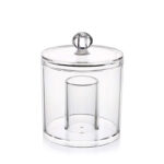 12 CM Clear Acrylic Cotton Ball and Swab Organizer with Lid Makeup Organizer Storage Canister for Cotton Round Pads and Q-Tips Holder 1 Piece - Image 2