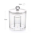 12 CM Clear Acrylic Cotton Ball and Swab Organizer with Lid Makeup Organizer Storage Canister for Cotton Round Pads and Q-Tips Holder 1 Piece - Image 3