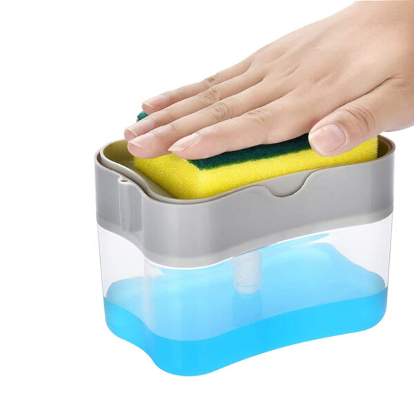 385 ML Soap Pump and Sponge Caddy 2 in 1 Soap Dispenser and Sponge Holder for Kitchen and Bathroom